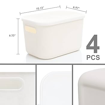 Amazon｜Citylife プラスチック製収納ボックス 蓋付き ホワイト